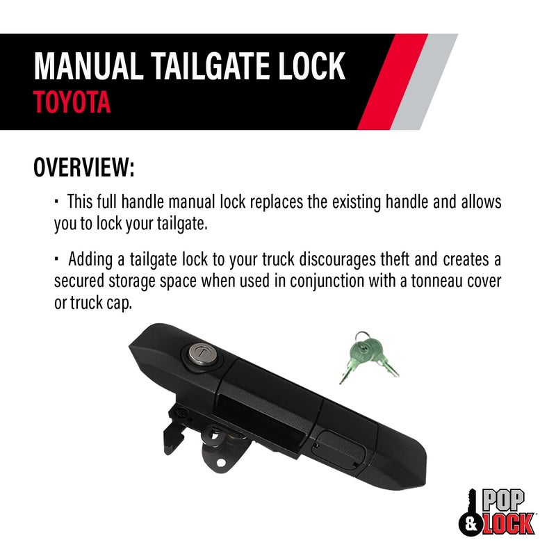 Pop & Lock PL5500 Black Manual Tailgate Lock Toyota Tacoma (Standard Lock) - Image 4
